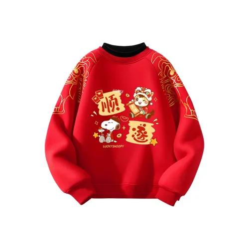 SNOOPY [Детский новогодний флисовый костюм с новогодней тематикой] Красный Nubi "Всего самого лучшего" Лошадь_5 Предшкольные свитшоты