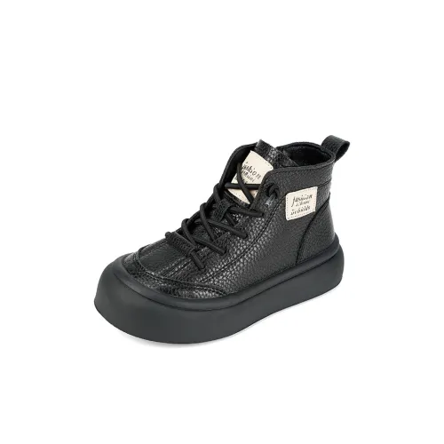 KINDDOG Детские утепленные сапоги High Top LY3807 Черный флис с подкладкой из овцы KIDS
