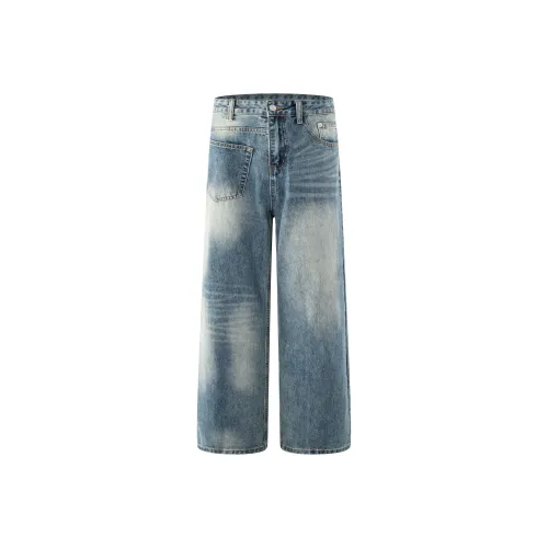 POSIYING Небесно-синий Унисекс Джинсы