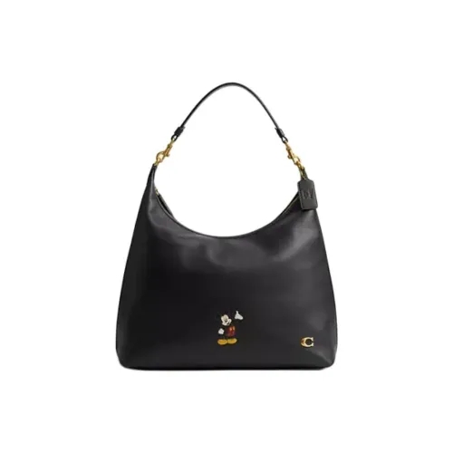 COACH Disney Коллаборация Juliet Коровья кожа Сумка на плечо Большая Женская Черная