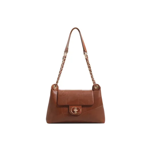 TTaG．baG Microfiber Synthetic Leather Shoulder Bag Women's Brown