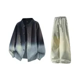 Тёмно-серые + жёлтые грязные джинсы с флисовой подкладкой