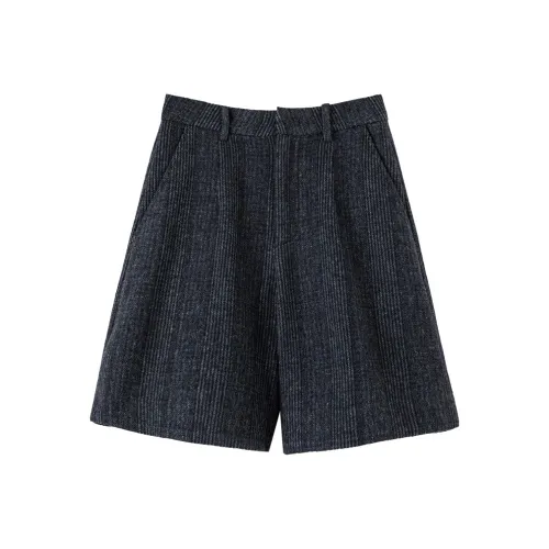 WANBAI Blue Gray Women's Casual Shorts WANBAI Синий Серый Женские Повседневные Шорты