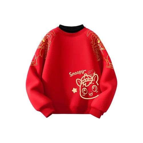 SNOOPY [Детский новогодний флисовый костюм с новогодней тематикой] Красный Nubi Золотая нить Лошадь_9 Предшкольные свитшоты