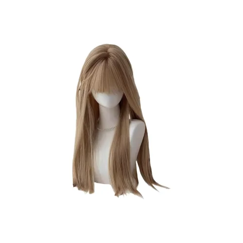 BEIQING Белый Золото Ровная Чёлка Длинные Прямые Волосы Женская Перука Высокая Температура Пряжа