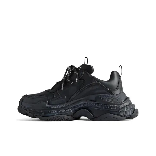 Balenciaga Triple S Low Топ Толстая подошва Кроссовки Мужские Черные
