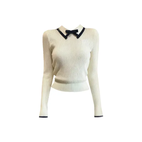 YICHAI Трикотажная ткань Вышивка Топ Женские Трикотаж