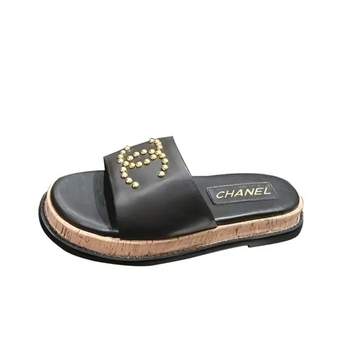 CHANEL Rubber Slide Тапочки Женские Черные