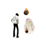 Абрикос Утеплённый Улучшенный [Год Основания Ограниченная Серия] + Черный флис Утеплённый Термический Пламя Вышивка Свитшот