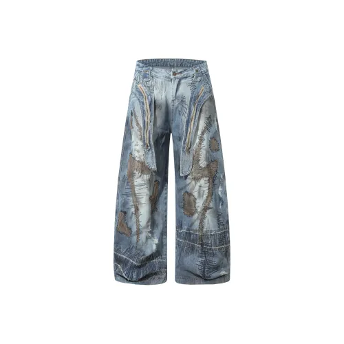 POSIYING Павлин Синий Унисекс Джинсы