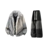 Серый + Черный Джинсы с Флисовой Подкладкой