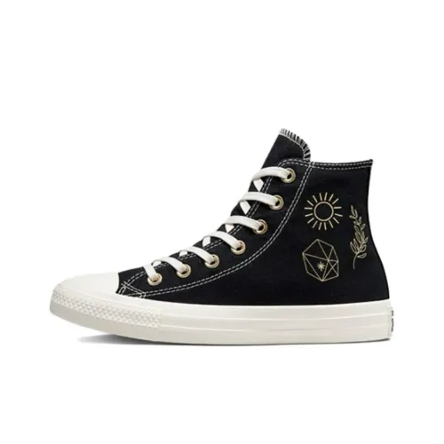 Converse Chuck Taylor All Star High Топ Кеды Женские Черный Белый Золотой Фольга С принтом
