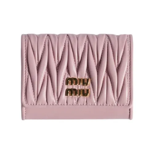 MIU MIU Matelassé Овечья шкура Держатель для карт Стандартный Женский Сливочный Пудра