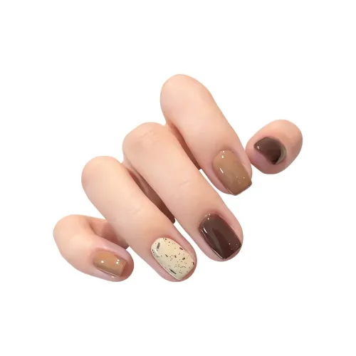 T Z Премиум Карамельно-коричневый False Nail Короткий Однотонный Jump Цвет Милый