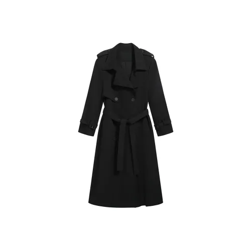 DOSOHEB Черный с ремнем женский тренч