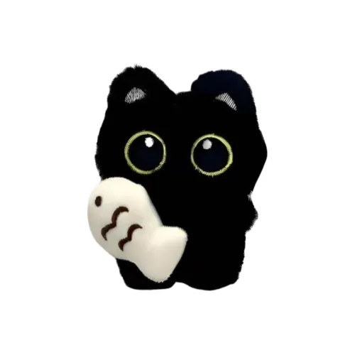 JIAOCHONGRIJI Милый Очаровательный Большой Глаз Черный Кот Плюшевый Брелок 8,5 см Длина Тела