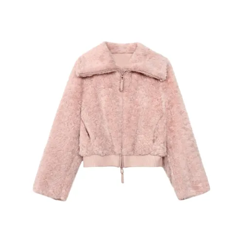 YGPRW Розовый Женские Бархатные Куртки