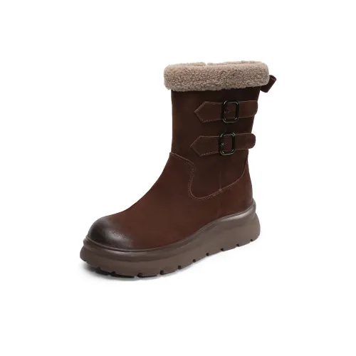 H2 Лицевая коровья кожа противоскользящая платформа ремешок с пряжками термическая обувь сноубутсы женская