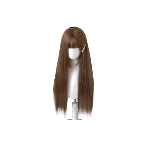 BEIQING Мед Чай Льняная ткань Длинный Прямые волосы Женская Перука Высокая температура Пряжа