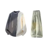 Серый + Желтый Грязь Джинсы с Флисовой Подкладкой