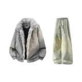 Серый + Желтый Грязь Джинсы с Флисовой Подкладкой