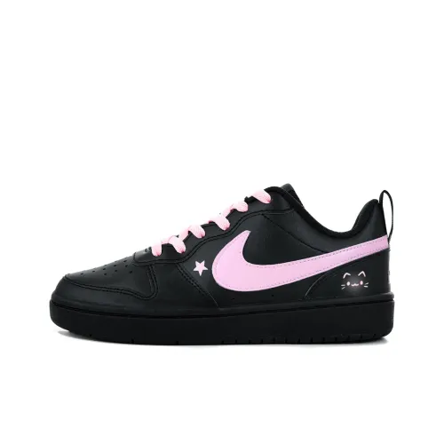 Nike Court Borough Cute Berry Slip Resistant Низкий Топ Детские Скейтбординги Ягода Розовый Подростки