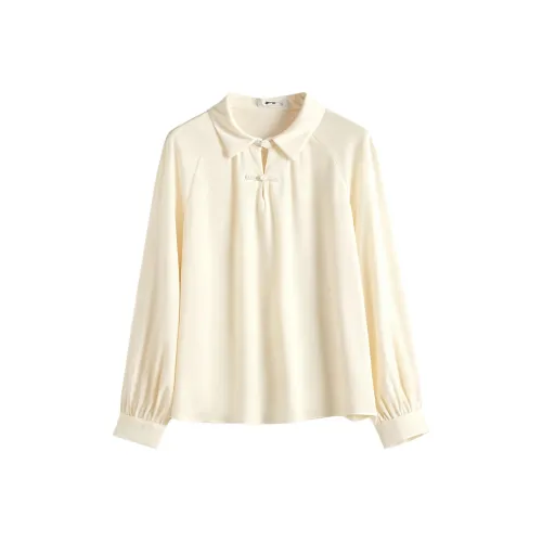 SLLSKY Кремовый Абрикос Женские Рубашки
