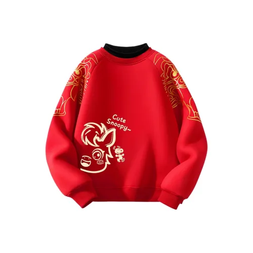 SNOOPY [Детский новогодний флисовый костюм с новогодней лошадью красный Nubi милый для дошкольников свитшоты]