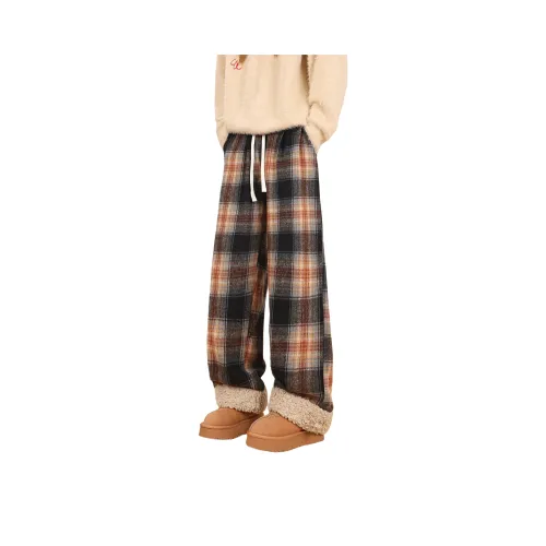 CTIDESTRAW Черный кофе Клетчатый [CT] Унисекс Хлопок Брюки