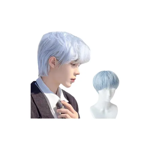 GLUNA Ледниково-голубой Дифференциальный Треснутый Крышка Мужская Перука Высокая Температура Пряжа