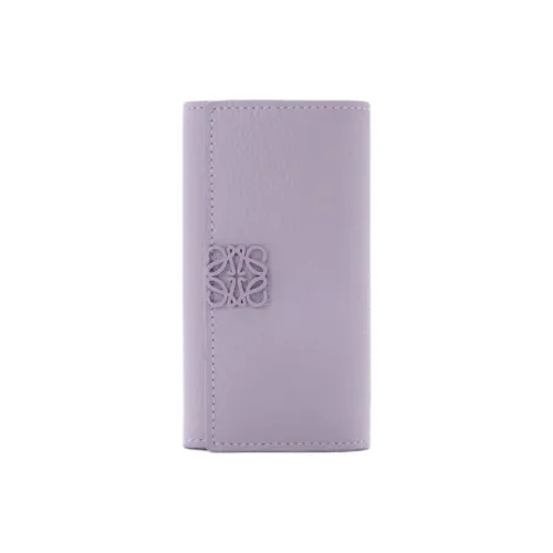 LOEWE Совместное издание Anagram Pebble Текстура Телячья кожа Key Pouch Женские Dirty Фиолетовый