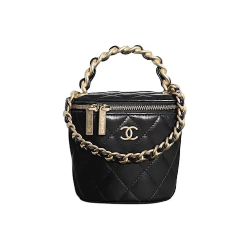 Chanel Телячья кожа Процветание Ведрообразная сумка Маленькая Женская Черная Розовая Фиолетовая