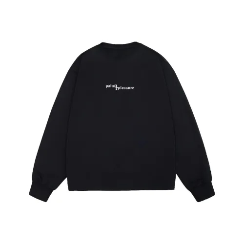 PAIN OR PLEASURE Длинный рукав Свитшот T-Рубашка Весна-осень Имитация Вышивка Английский язык Напечатанный узор