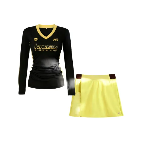 Кавасаки Small Waist Series Бадминтон Джерси Женские 2 Предмета Комплект Черный Золото Синий Белый