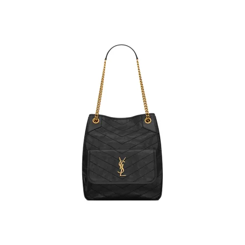 SAINT LAURENT NikiCASSANDRE Телячья кожа Сумка через плечо Маленькая Женская Черная