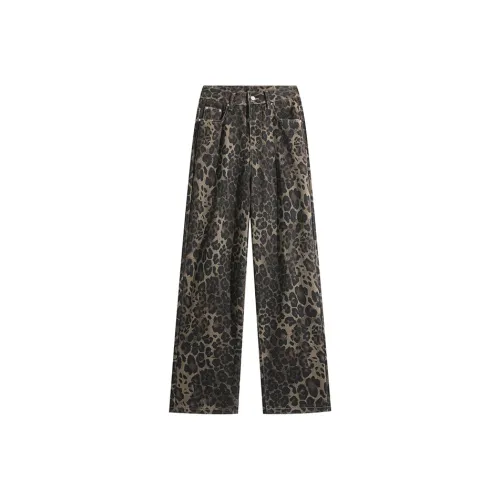 MoYu Леопардовый принт Унисекс Джинсы