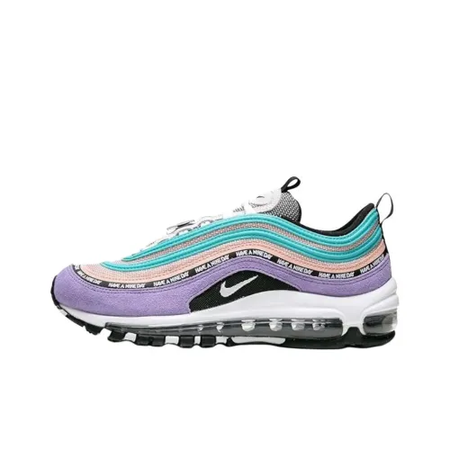 Nike Air Max 97 Дышащий Легкий Rebound Низкий Топ Повседневные Беговые кроссовки Женские Синий Фиолетовый