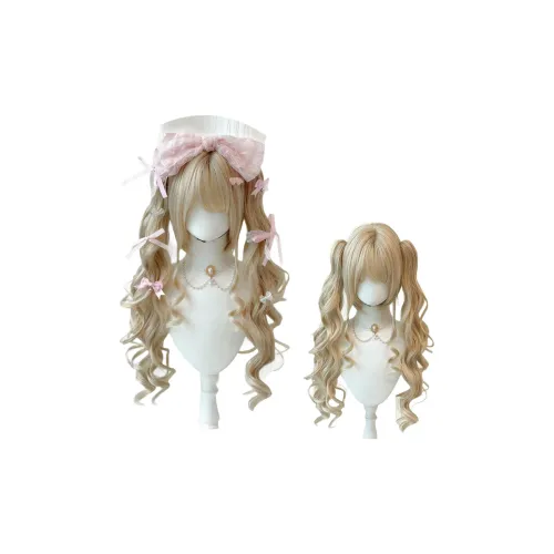 GLUNA [Барокко Dream] Lolita Gold Roman Roll Заколка-краб Два хвостика Женская парик Высокая температура Пряжа