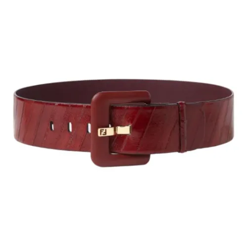 FENDI Pure Blind Углеродная кожа Кожаные ремни Унисекс Красный Ширина корпуса 6 см