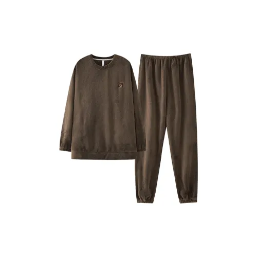QINJING Коричневый Мужской Пижамный Комплект