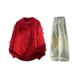 Красные + Желтые Грязные Джинсы с Флисовой Подкладкой