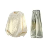 Белый + Желтый Грязь Джинсы с Флисовой Подкладкой