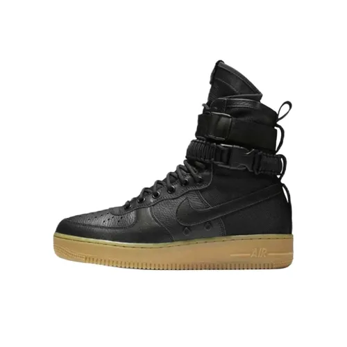 Nike Air Force 1 Черный Gum Нескользящий Легкий Высокий Топ Скейтбординг Кроссовки Мужские Черные