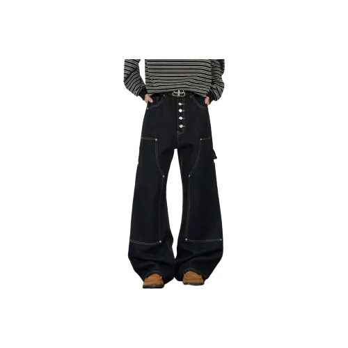 HOKLV Черный С подарками Съемный Застежка-липучка Унисекс Джинсы