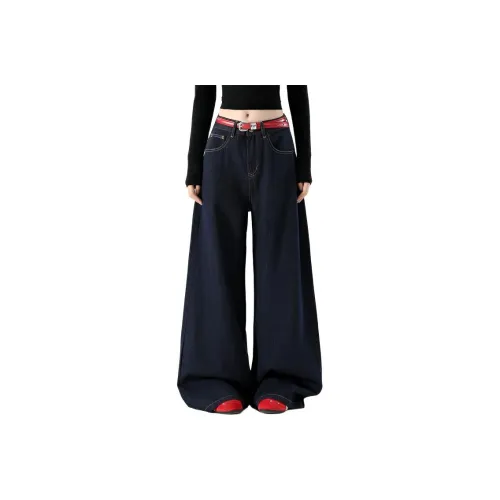 MORTEN SOLUM Темно-синий синий штаны без ремня женские джинсы