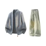 Серый + Желтый Грязь Джинсы с Флисовой Подкладкой