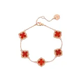 Браслет с четырехлистным клевером, одиночный, цепь, позолоченный медный