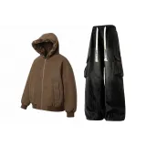 Кофейный топ + черные штаны