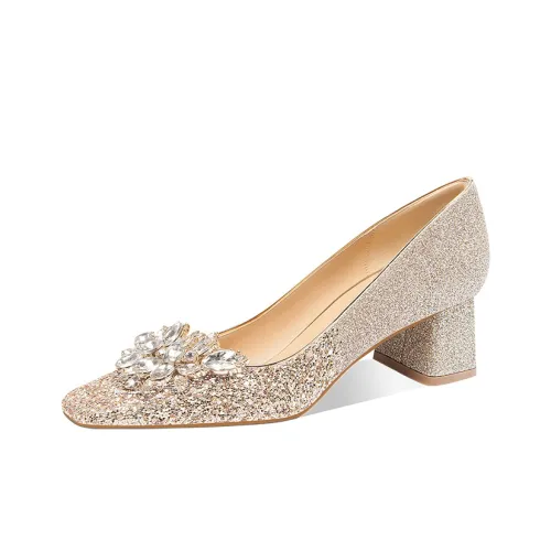 Holy Rose Грубый каблук Памятный Высокие каблуки Женская Радость OF Золотистая Сердце'S Beat