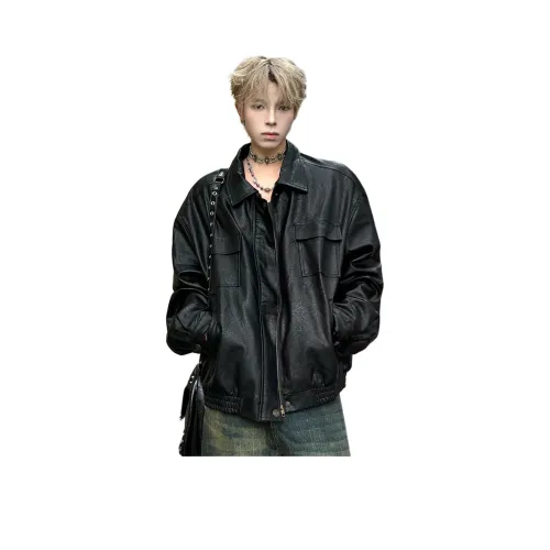 UNA RETA Черный Унисекс Кожаные куртки